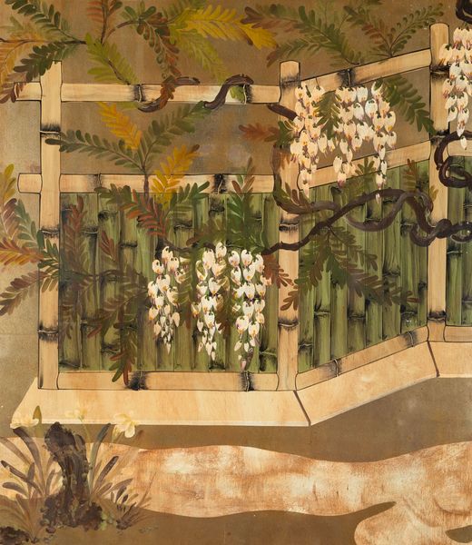 Tre pannelli in legno laccato e dorato raffiguranti vedute di giardini fioriti, Giappone, periodo Meiji (1868-1912)  - Asta Arte Orientale   - Associazione Nazionale - Case d'Asta italiane