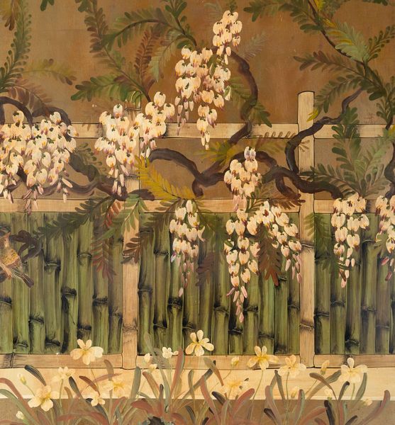 Tre pannelli in legno laccato e dorato raffiguranti vedute di giardini fioriti, Giappone, periodo Meiji (1868-1912)  - Asta Arte Orientale   - Associazione Nazionale - Case d'Asta italiane
