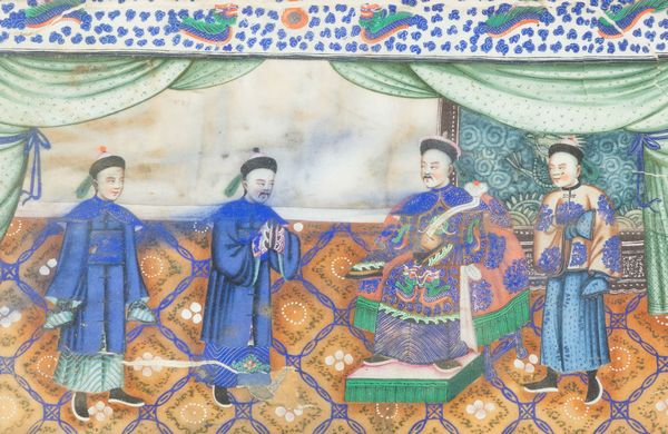 Dipinto su carta raffigurante scena di vita alla corte dell'imperatore, Cina, Dinastia Qing, XIX secolo  - Asta Arte Orientale   - Associazione Nazionale - Case d'Asta italiane