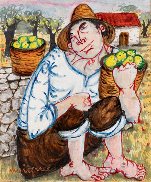 Giuseppe Migneco : Senza titolo (contadino)  - Asta Arte Moderna e Contemporanea - Associazione Nazionale - Case d'Asta italiane