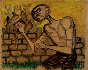 Giuseppe Migneco - Ragazzo con ramarro