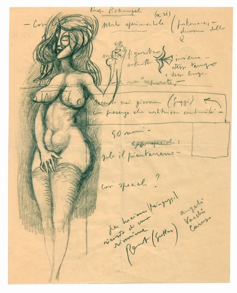 Renato Guttuso : Senza titolo  - Asta Asta a Tempo | Solo Online - Associazione Nazionale - Case d'Asta italiane