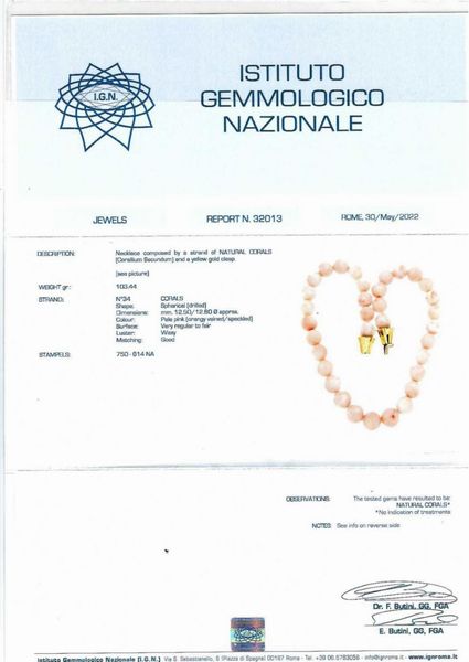 Collana corallo secundum  - Asta Gioielli, Orologi e Argenti - Associazione Nazionale - Case d'Asta italiane