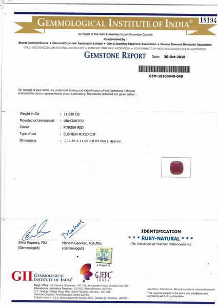 Rubino naturale  - Asta Gioielli, Orologi e Argenti - Associazione Nazionale - Case d'Asta italiane