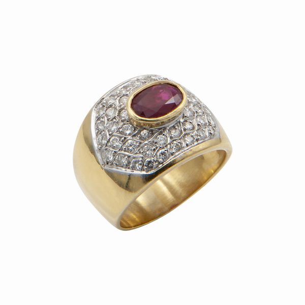 Anello con rubino e brillanti  - Asta Gioielli, Orologi e Argenti - Associazione Nazionale - Case d'Asta italiane