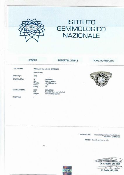 Anello con diamante  - Asta Gioielli, Orologi e Argenti - Associazione Nazionale - Case d'Asta italiane