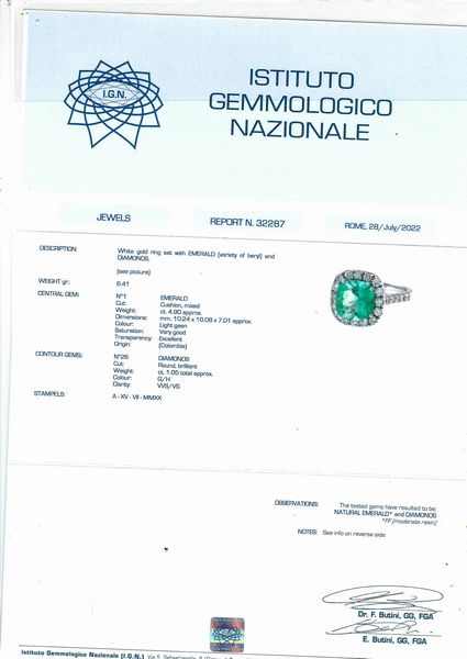 Anello con smeraldo  - Asta Gioielli, Orologi e Argenti - Associazione Nazionale - Case d'Asta italiane