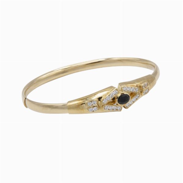 Bracciale rigido con pietra blu e brillanti  - Asta Gioielli, Orologi e Argenti - Associazione Nazionale - Case d'Asta italiane