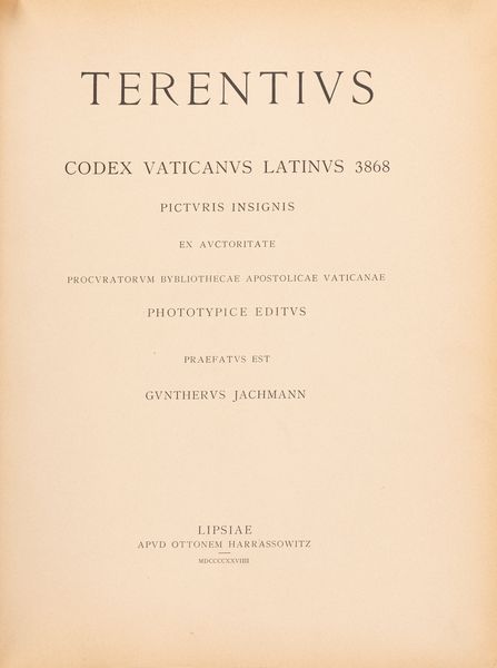 Terenzio Afro, Publio : Terentius Codex Vaticanus Latinus 3868  - Asta L'arte di riprodurre codici - Associazione Nazionale - Case d'Asta italiane