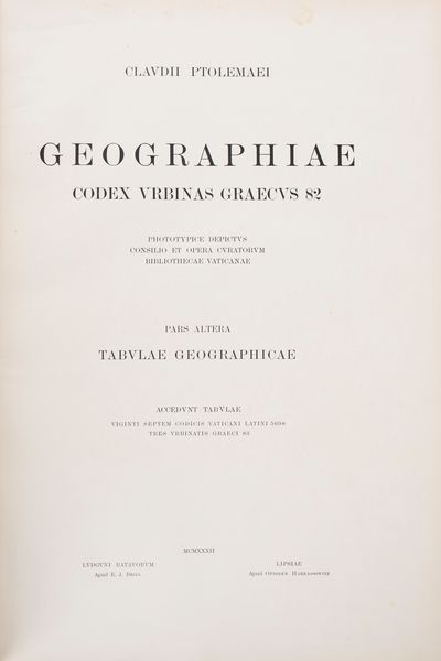 Tolomeo, Claudio : Geographiae Codex Urbinas Graecus 82  - Asta L'arte di riprodurre codici - Associazione Nazionale - Case d'Asta italiane
