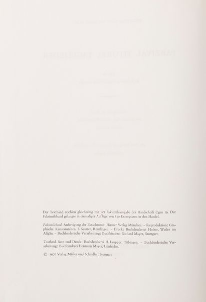 Wolfram : Parzival Titurel Tagelieder  - Asta L'arte di riprodurre codici - Associazione Nazionale - Case d'Asta italiane