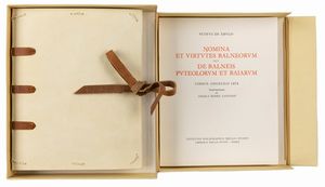 Petrus de Ebulo : Nomina et virtutes balneorum seu De Balneis Puteolorum et Baiarum  - Asta L'arte di riprodurre codici - Associazione Nazionale - Case d'Asta italiane