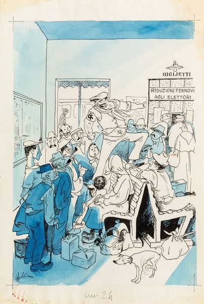 Belli (Gastone Bellincampi) : Agit-Prop: un biglietto per un voto  - Asta The Art of Movie Posters - Associazione Nazionale - Case d'Asta italiane
