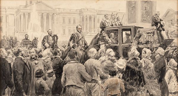 Fortunino Matania : Risultati del congresso di Parigi banditi per le strade di Londra  - Asta The Art of Movie Posters - Associazione Nazionale - Case d'Asta italiane