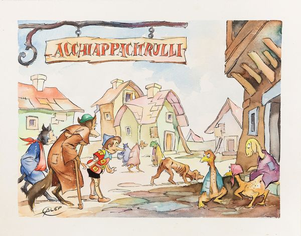 Aurelio Galleppini : Pinocchio nel paese di Acchiappacitrulli  - Asta The Art of Movie Posters - Associazione Nazionale - Case d'Asta italiane