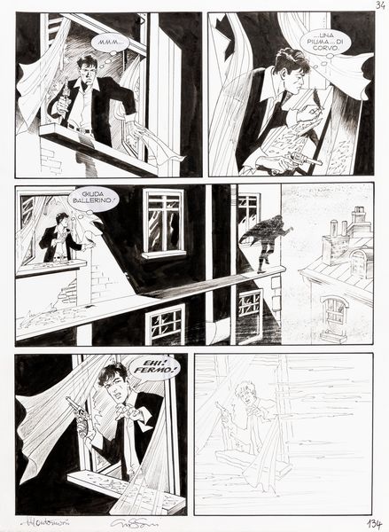 Montanari Giuseppe & Grassani Ernesto : Dylan Dog - I sei corvi  - Asta The Art of Movie Posters - Associazione Nazionale - Case d'Asta italiane