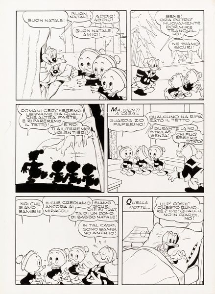 Luciano Bottaro : Topolino e la doppia vigilia di Natale  - Asta The Art of Movie Posters - Associazione Nazionale - Case d'Asta italiane