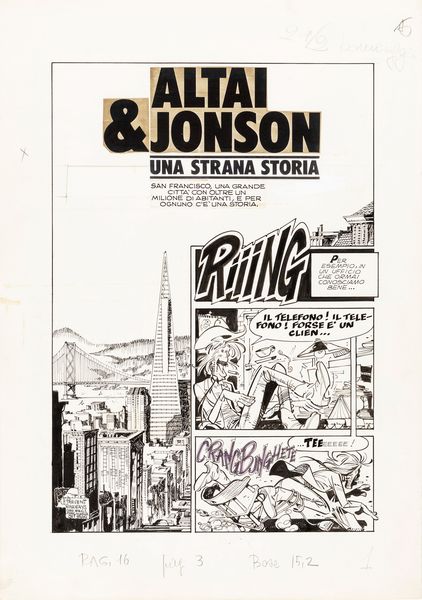 Giorgio Cavazzano : Altai & Jonson - Una strana storia  - Asta The Art of Movie Posters - Associazione Nazionale - Case d'Asta italiane