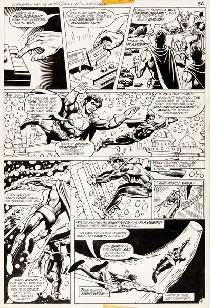 Ken Landgraf : Superman Family  - Nightwing & Flamebird: Battle with the Bizarro Brain  - Asta The Art of Movie Posters - Associazione Nazionale - Case d'Asta italiane