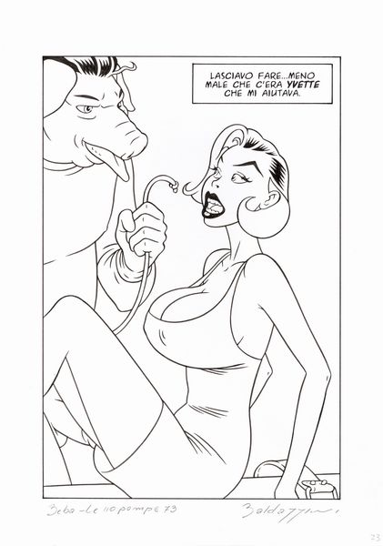 Roberto Baldazzini : Beba: Le 110 pompe  - Asta The Art of Movie Posters - Associazione Nazionale - Case d'Asta italiane