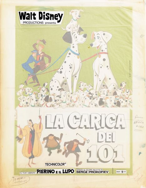 Bruno Napoli : La carica dei 101 (One Hundred and One Dalmatians)  - Asta The Art of Movie Posters - Associazione Nazionale - Case d'Asta italiane
