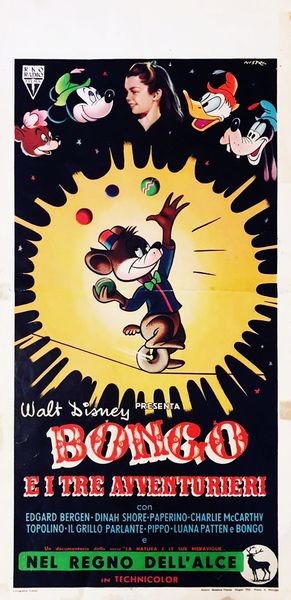 Giuliano Nistri : Bongo e i tre avventurieri (Fun & Fancy Free)  - Asta The Art of Movie Posters - Associazione Nazionale - Case d'Asta italiane