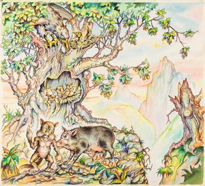 L. Lucchetti - Favole esopiane -L'aquila, la gatta e la scrofa selvatica