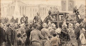 Fortunino Matania - Risultati del congresso di Parigi banditi per le strade di Londra