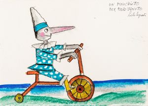 EMANUELE LUZZATI - Pinocchio in bicicletta