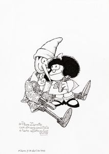 Quino (Joaquín Lavado) - Pinocchio e Mafalda