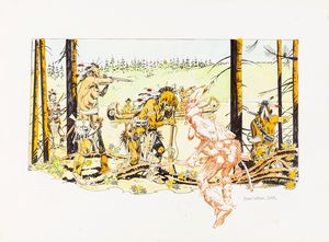 Renzo Calegari - Il West - Ambush on the river