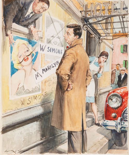 Walter Molino : Yves Montand e Marilyn Monroe  - Asta Fumetti: tavole e illustrazioni originali - Associazione Nazionale - Case d'Asta italiane