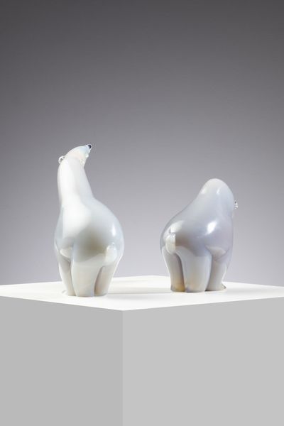 SEGUSO  ARCHIMEDE : Coppia di orsi in vetro alabastro color grigio sfumato ambra  - Asta Asta 376 | VETRI DI MURANO E DEL XX SECOLO E CERAMICHE - VETRI DI MURANO E FRANCESI, CERAMICHE Virtuale - Associazione Nazionale - Case d'Asta italiane