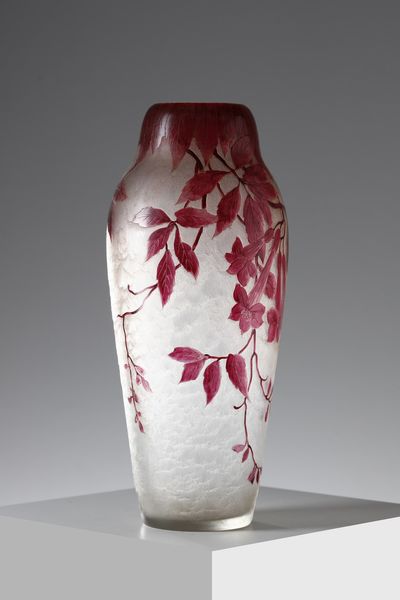 LEGRAS : Vaso della serie Ruby in vetro smaltato, decori vegetali violi su fondo bianco  - Asta Asta 376 | VETRI DI MURANO E DEL XX SECOLO E CERAMICHE - VETRI DI MURANO E FRANCESI, CERAMICHE Virtuale - Associazione Nazionale - Case d'Asta italiane