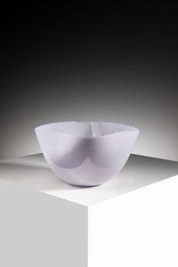 SEGUSO VETRI D'ARTE - Coppa in vetro velato color ametista, applicazione foglia oro