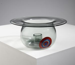 LA MURRINA - Portacandele decorato con murrina rosso e blu