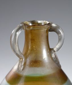 FRATELLI TOSO : attribuito. Vaso in vetro trasparente a superficie acidata decorato con fasce multicolori  - Asta Asta 376 | VETRI DI MURANO E DEL XX SECOLO E CERAMICHE - VETRI DI MURANO E FRANCESI, CERAMICHE Virtuale - Associazione Nazionale - Case d'Asta italiane