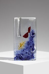 BARBINI MURANO - Vaso in vetro trasparente decorato con inclusioni colorate