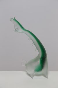 FERRO E LAZZARINI - Figura di giraffa in vetro trasparente sommerso in verde, superficie corrosa