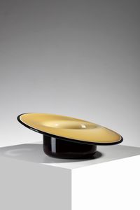 VETRERIE VISTOSI - Svuotatasche in vetro incamiciato nei colori nero e paglierino