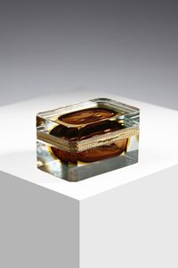 MANDRUZZATO ALESSANDRO - Scatola in vetro trasparente sommersa in bruno e aranciato