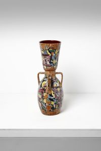 BORSI MANFREDO (1900 - 1967) - Grande vaso quadriansato a decoro astratto