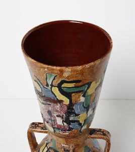 BORSI MANFREDO (1900 - 1967) : Grande vaso quadriansato a decoro astratto  - Asta Asta 376 | VETRI DI MURANO E DEL XX SECOLO E CERAMICHE - VETRI DI MURANO E FRANCESI, CERAMICHE Virtuale - Associazione Nazionale - Case d'Asta italiane