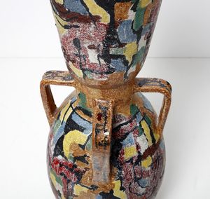 BORSI MANFREDO (1900 - 1967) : Grande vaso quadriansato a decoro astratto  - Asta Asta 376 | VETRI DI MURANO E DEL XX SECOLO E CERAMICHE - VETRI DI MURANO E FRANCESI, CERAMICHE Virtuale - Associazione Nazionale - Case d'Asta italiane