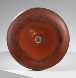 MANIFATTURA FRANCESE : Vaso in vetro, decorato con paesaggio lacustre nei toni del rosso  - Asta Asta 376 | VETRI DI MURANO E DEL XX SECOLO E CERAMICHE - VETRI DI MURANO E FRANCESI, CERAMICHE Virtuale - Associazione Nazionale - Case d'Asta italiane