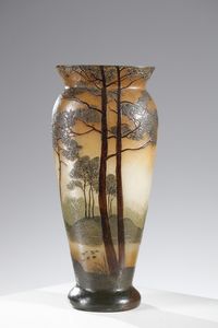 LEGRAS : Vaso in vetro smaltato, decorato con paesaggio lacustre  - Asta Asta 376 | VETRI DI MURANO E DEL XX SECOLO E CERAMICHE - VETRI DI MURANO E FRANCESI, CERAMICHE Virtuale - Associazione Nazionale - Case d'Asta italiane