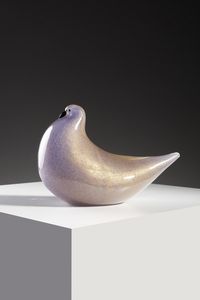 BAROVIER & TOSO - Colomba in vetro ametista decorato con foglia oro