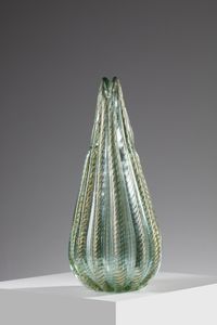 BAROVIER ERCOLE (1889 - 1974) : Vaso in vetro verde della serie Cordonato oro  - Asta Asta 376 | VETRI DI MURANO E DEL XX SECOLO E CERAMICHE - VETRI DI MURANO E FRANCESI, CERAMICHE Virtuale - Associazione Nazionale - Case d'Asta italiane
