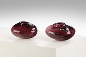 MANIFATTURA MURANESE - Coppia di vasi informali color ametista