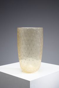 MANIFATTURA MURANESE - Vaso color paglierino decorato con bolle regolari e oro